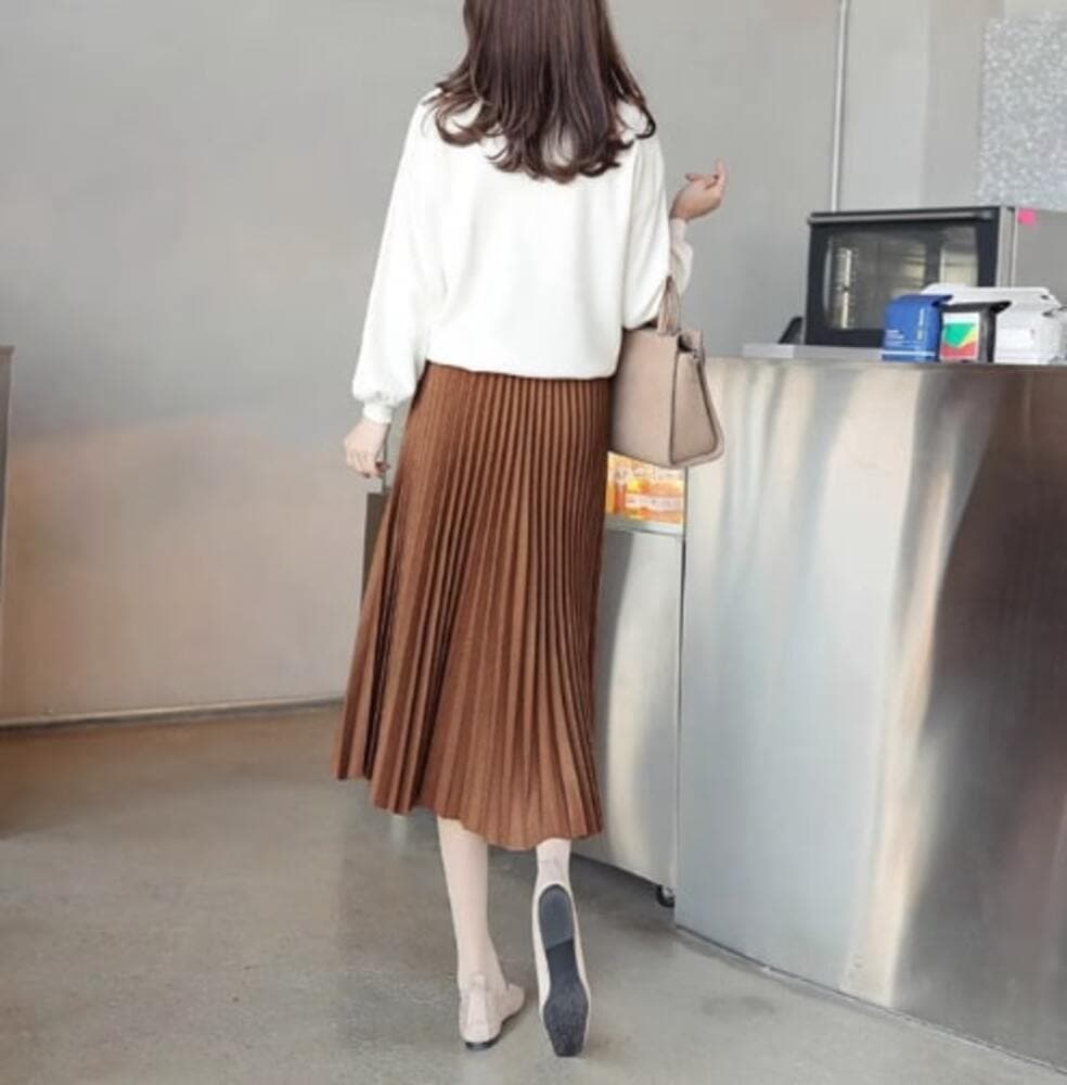 オフィスカジュアル レディース スカート ハイウエストプリーツスカート