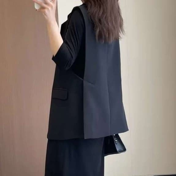 オフィスカジュアル  洗練オフィスベスト ノースリーブジャケット