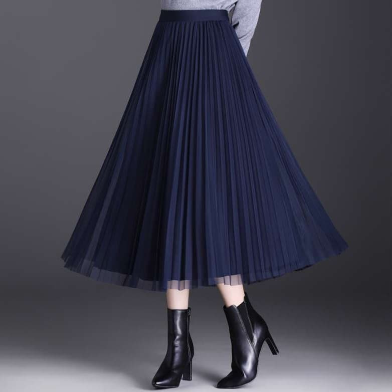 レディース オフィスカジュアル 優雅なシルエット プリーツロングスカート
