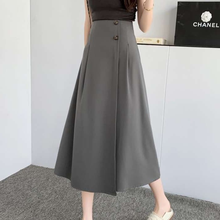 オフィスカジュアル  エレガントAラインロングスカート