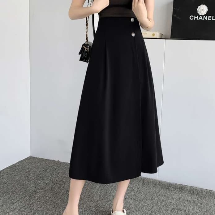 オフィスカジュアル  エレガントAラインロングスカート