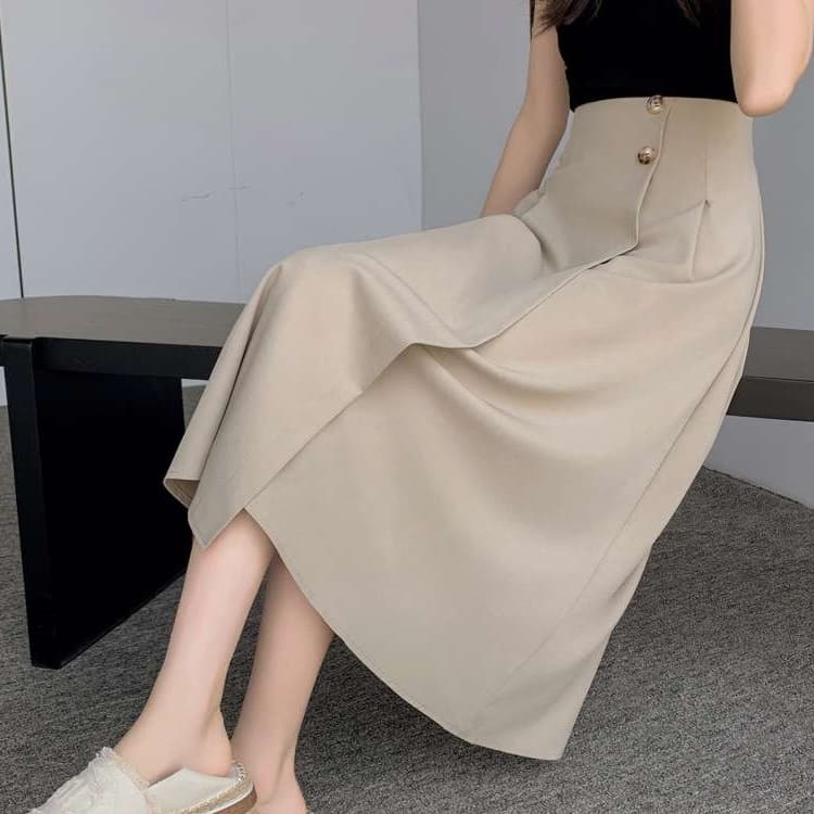 オフィスカジュアル  エレガントAラインロングスカート