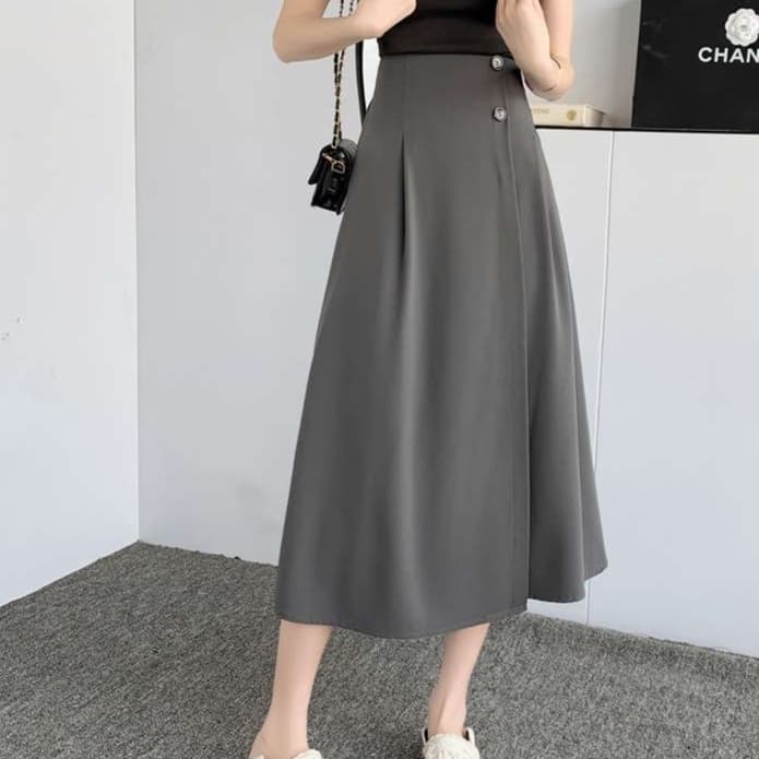 オフィスカジュアル  エレガントAラインロングスカート
