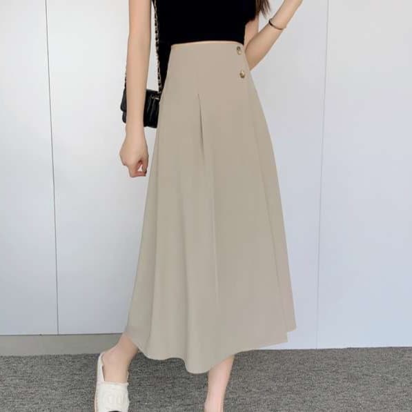 オフィスカジュアル  エレガントAラインロングスカート