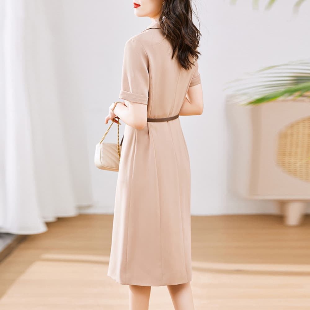 オフィスカジュアル レディース フォーマルシーン ピッタリ 襟付きワンピース