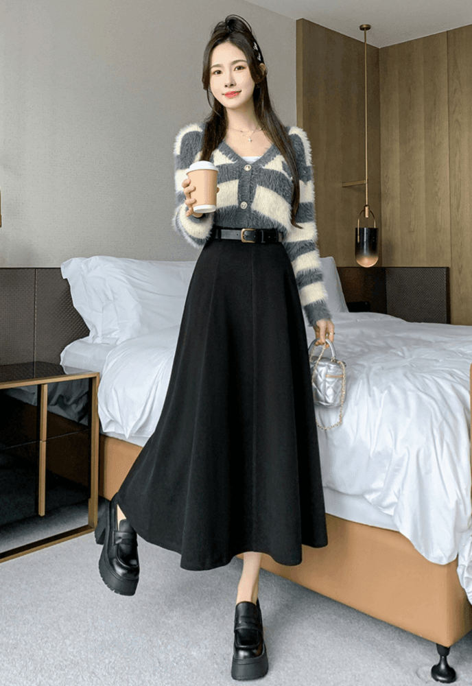 オフィスカジュアル レディース スカート シンプル ロング フレアスカート
