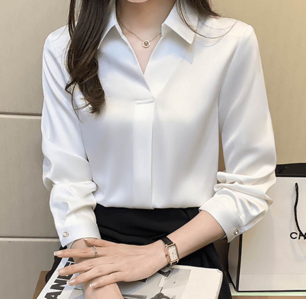 オフィスカジュアル レディース エレガントシフォンシャツ