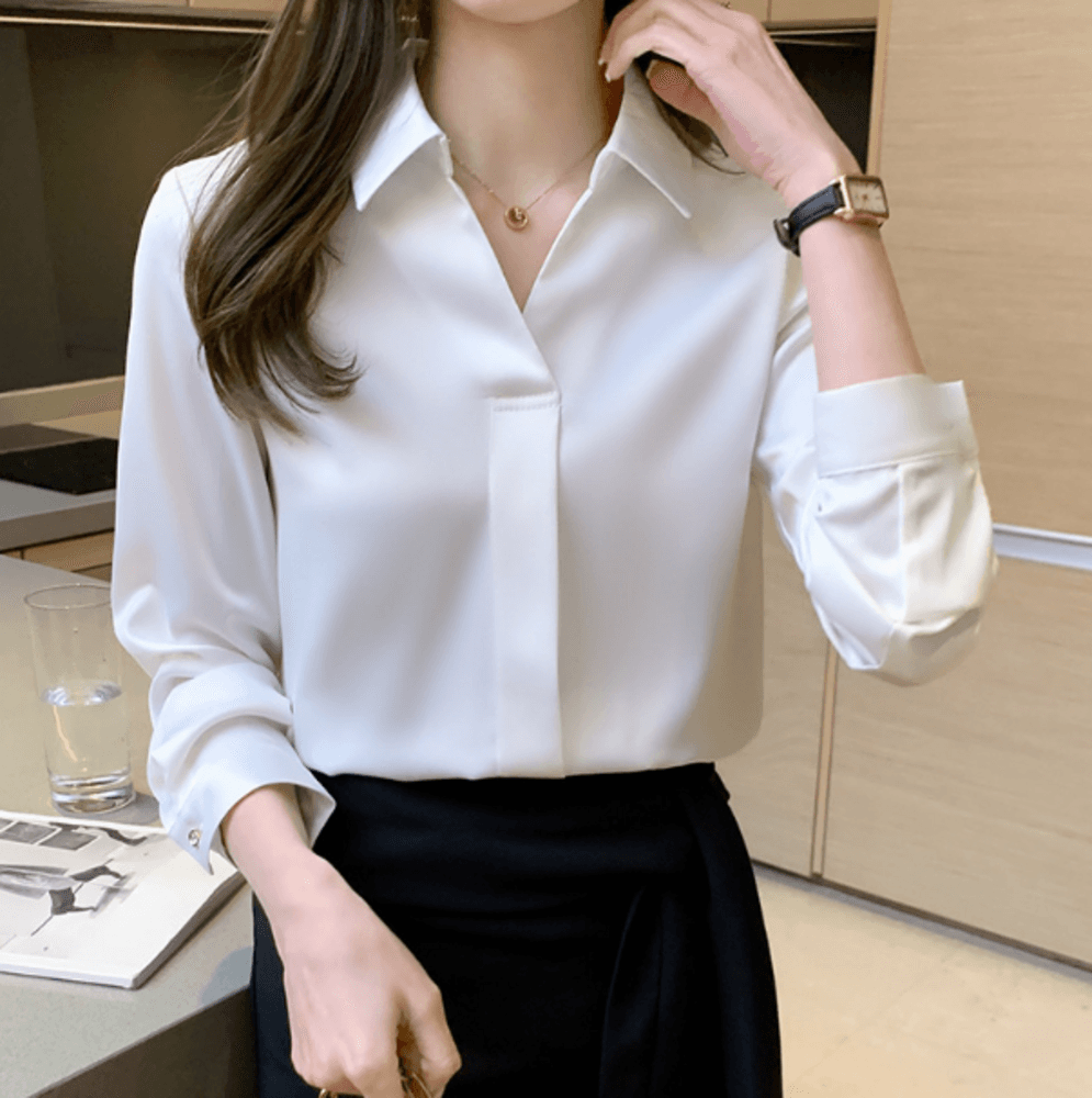 オフィスカジュアル レディース エレガントシフォンシャツ