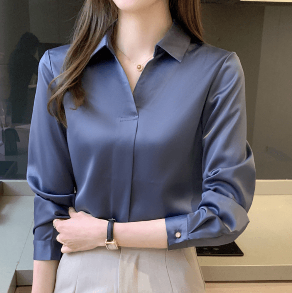 オフィスカジュアル レディース エレガントシフォンシャツ