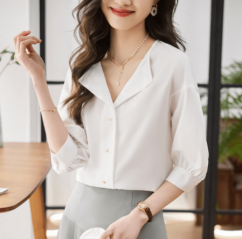 オフィスカジュアル レディース シャツ ホワイトシャツ