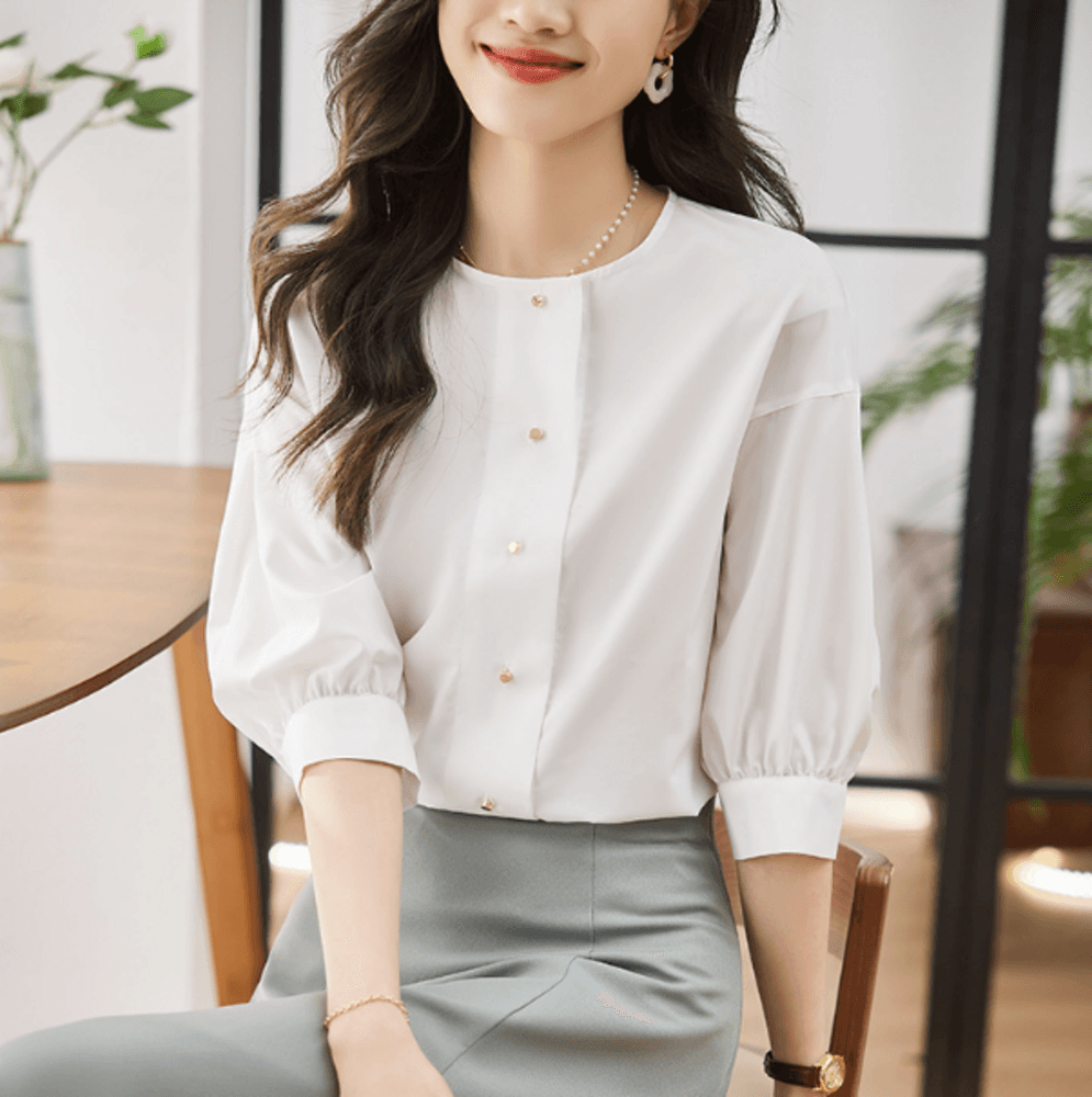 オフィスカジュアル レディース シャツ ホワイトシャツ