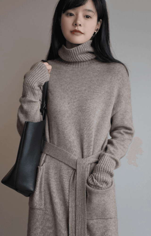 オフィスカジュアル レディース ゆったり秋冬デザイン ニット ワンピース