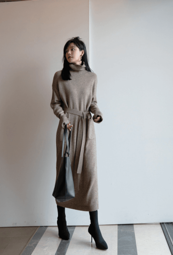 オフィスカジュアル レディース ゆったり秋冬デザイン ニット ワンピース