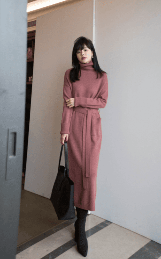 オフィスカジュアル レディース ゆったり秋冬デザイン ニット ワンピース