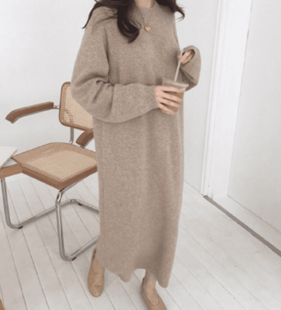 オフィスカジュアル レディース ゆったり暖かシルエット ワンピース