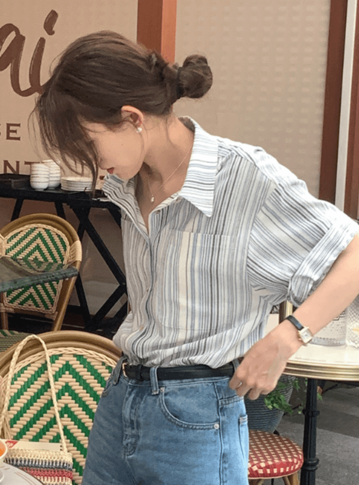 オフィスカジュアル レディース サマールーズストライプ
シャツ スカート