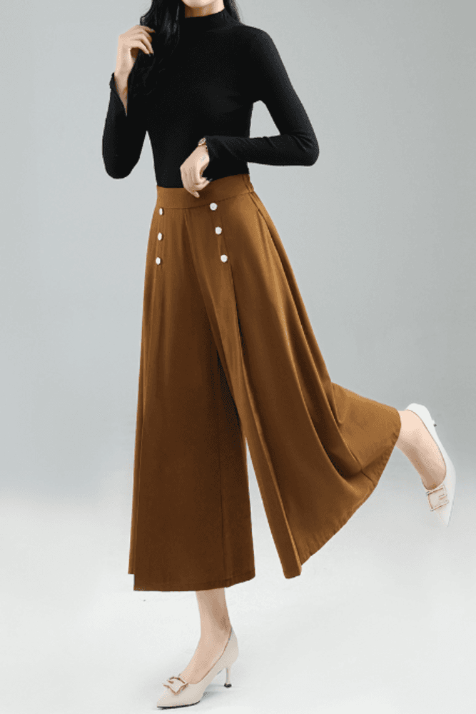 オフィスカジュアル レディース 花柄ガウチョパンツ パンツ