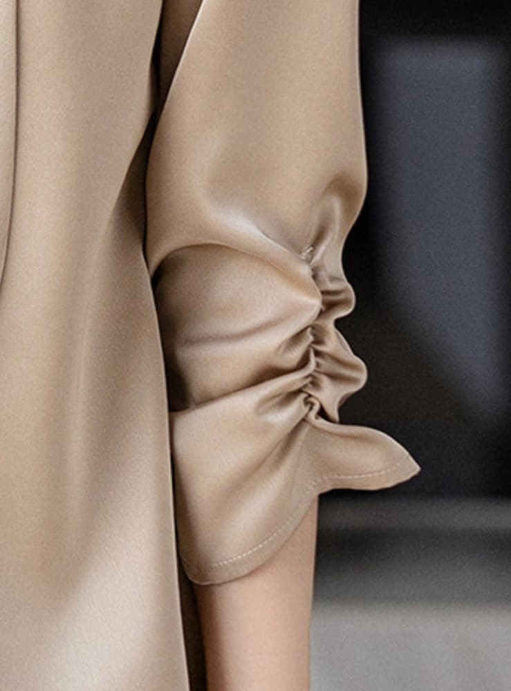 オフィスカジュアル レディース サテンアウターカーディガン