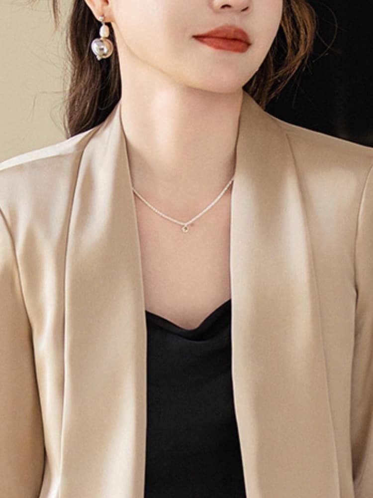 オフィスカジュアル レディース サテンアウターカーディガン