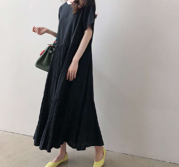 オフィスカジュアル ティアードマキシワンピース